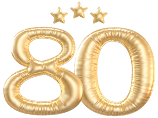80 year anniversary number Gold