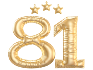 81 year anniversary number Gold