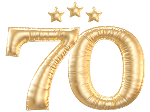 70 year anniversary number Gold - Powered by Adobe