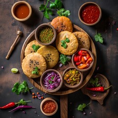 Plate of freshly made Mauritius' Dholl Puri with spiced lentils and chutney
