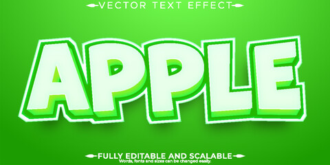 Apple fruit text effect, editable nature and green text style