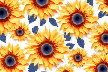 Graphical design pattern of summer flowers based on generative AI