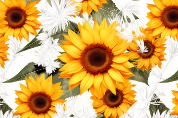 Graphical design pattern of summer flowers based on generative AI