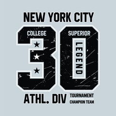 New york city college vector label and print design for t shirt