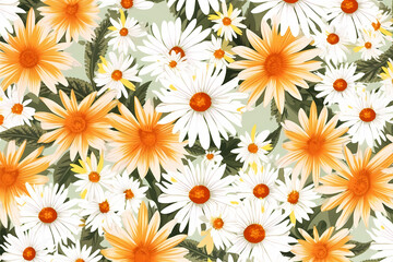Graphical design pattern of summer flowers based on generative AI