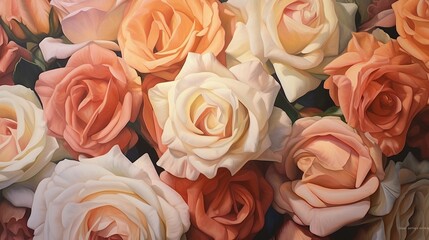 Beautiful roses, pastel colors, craft paper, vintage, intricate details Generative AI