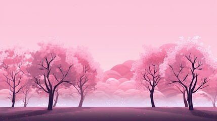 Obraz na płótnie Canvas Clean lines cherry blossom trees pink pastel tones vector style Generative AI