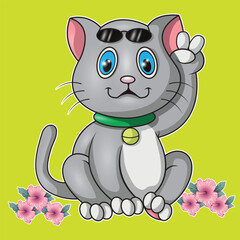 a cat is holding up two fingers