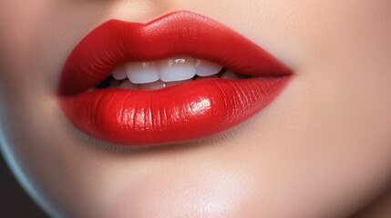 Close up portrait of beautiful woman lips Generative AI