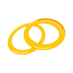 cartoon illustration of two Gold Wedding Rings. Isolated object