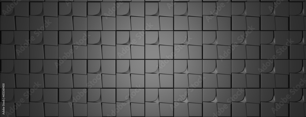 Poster black blocks seamless background with extrude effects. dark elegant dynamic abstract bg. trendy geom