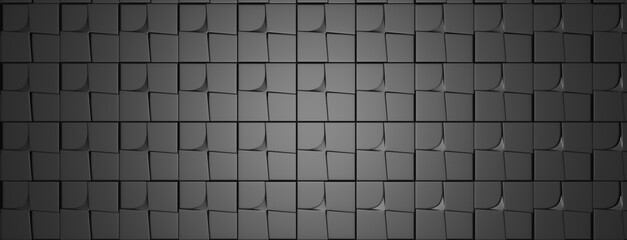 Black blocks seamless background with extrude effects. Dark elegant dynamic abstract BG. Trendy geometric grey blocks. Universal minimal 3d sale modern textures. 