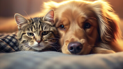 仲の良い犬と猫