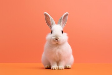 Obraz premium small white bunny sitting against background