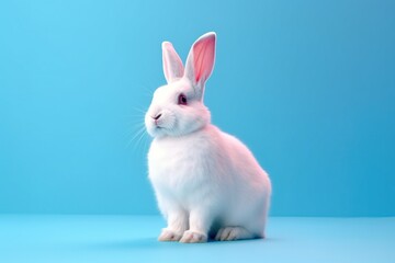 Obraz premium small white bunny sitting against background