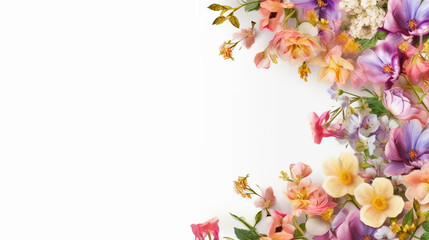Art flowers blank space for text on a white background. Suitable for presentations, weddings, cards