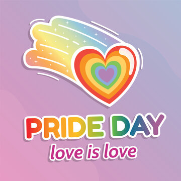 Cute lgbtq pride day rainbow heart symbol