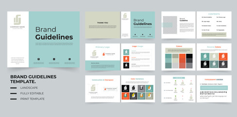 Brand Guidelines template or Brand manual or brand layout template