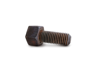 Nuts and bolts old, transparent background