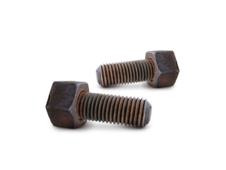 Nuts and bolts old, transparent background