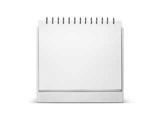 White blank paper desk spiral calendar, transparent background