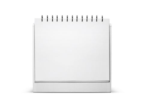 White blank paper desk spiral calendar, transparent background - Powered by Adobe