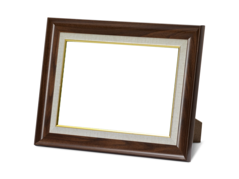 wooden desktop picture frame. transparent background