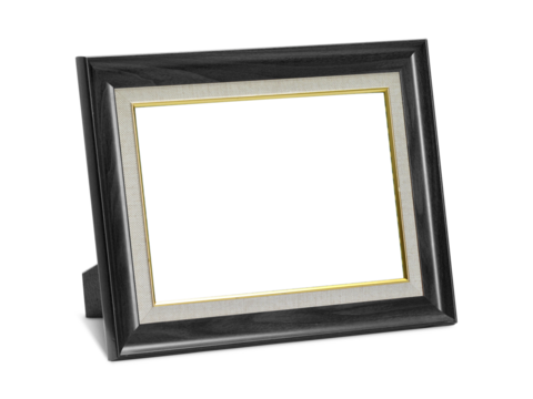wooden desktop picture frame. transparent background