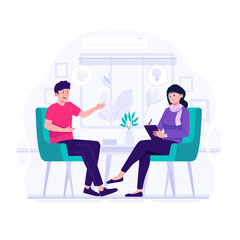 A man doing consultation with therapist illustration