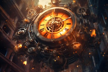 Obraz premium clock in space, time concept