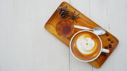 A cup of coffee at local coffee shop in Bangkok, Thailand, Asia. 