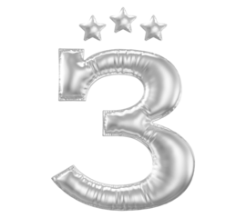 3 year anniversary number silver