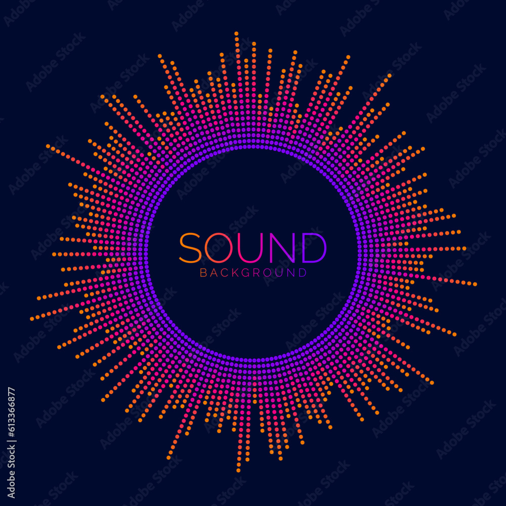 Aufkleber circle sound wave visualization bar. dotted music player equalizer. radial audio signal or vibration