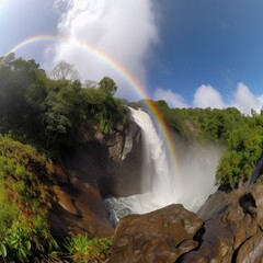 Rainbow Majesty Over Waterfall Wonder