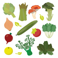 Vegetables set. Vegetarian food. Vector illustration in flat style.