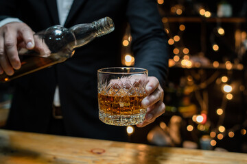 Businessmen in suits drinking  Celebrate whiskey