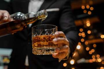 Businessmen in suits drinking  Celebrate whiskey