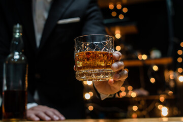 Businessmen in suits drinking  Celebrate whiskey