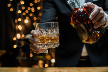 Businessmen in suits drinking  Celebrate whiskey