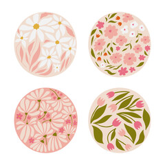 Modern floral posters with flowers. Abstract art. 