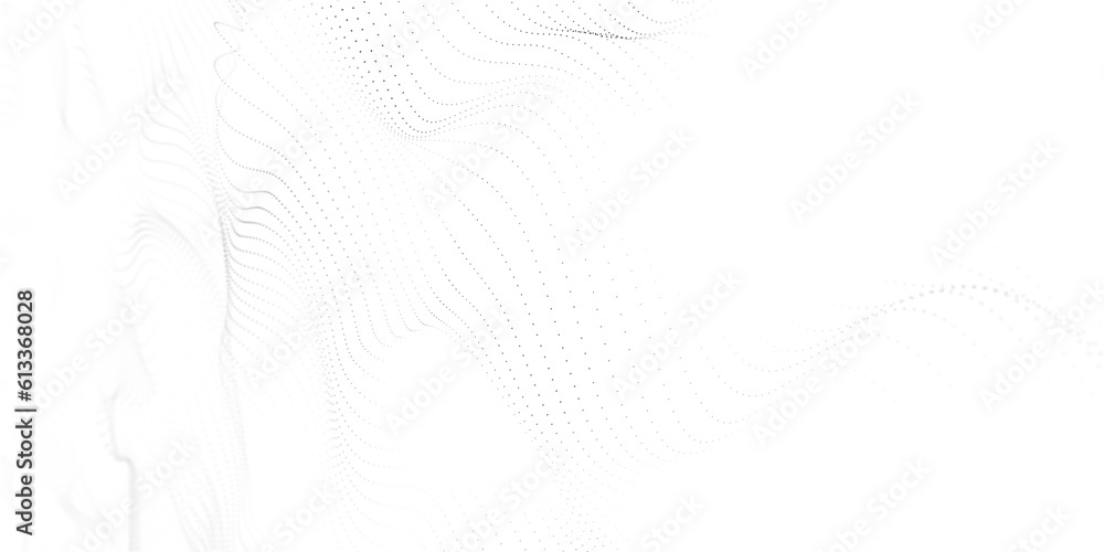 Poster white futuristic background. data visualization. digital dynamic white wave of particles.