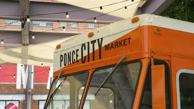 Medium shot of the Ponce City Market van.
