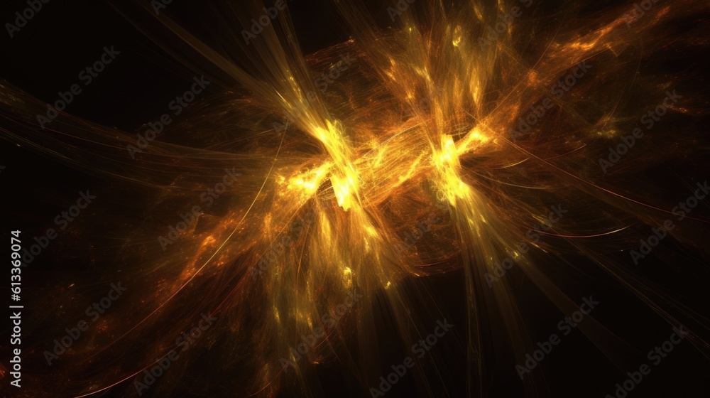 Poster abstract fractal golden light background. generative ai aig21.