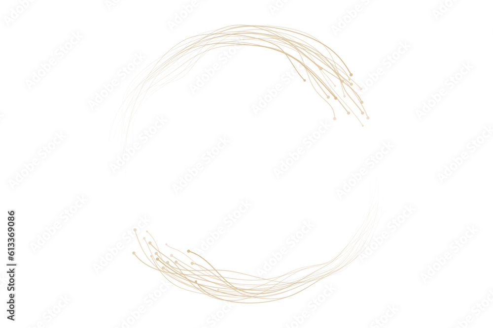 Fototapete Vector abstract circles lines wavy swirl in round frame gold light isolated on transparent background with empty space for text in luxury style.