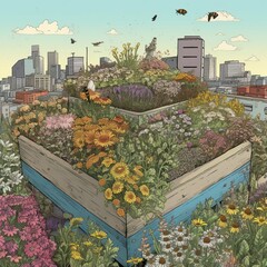 Rooftop Farm with Beehive