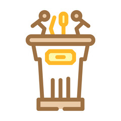 press conference news media color icon vector. press conference news media sign. isolated symbol illustration