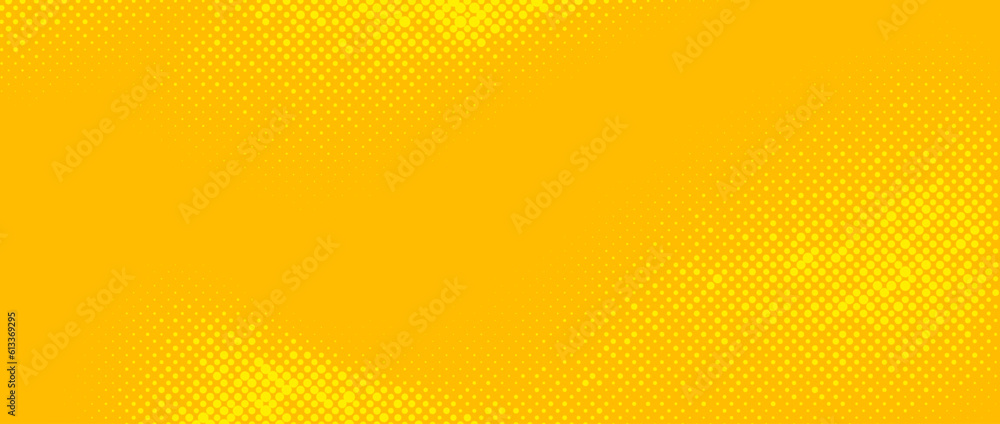 Poster bright yellow halftone background. retro comic grain texture. pixelated dots cartoon wallpaper. pop 