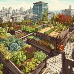 Rooftop Garden with a View Above the City