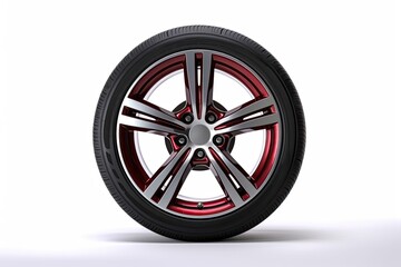 Obraz premium Car Wheel Side View On White Background