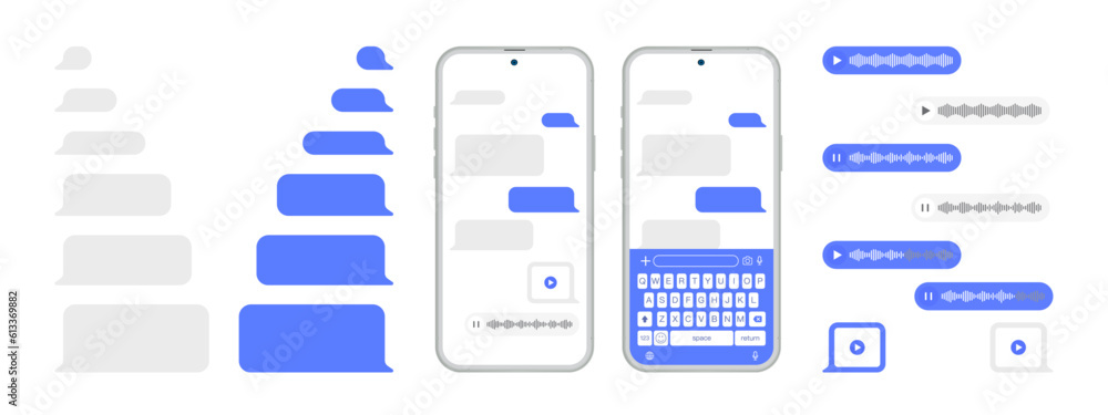 Poster message bubble chats for smartphones, with vector chat boxes designed for mobile messaging applicati
